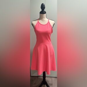 OLIVIA RAE Size M Textured Vibrant Neon Pink Sleeveless Halter Mini Dress